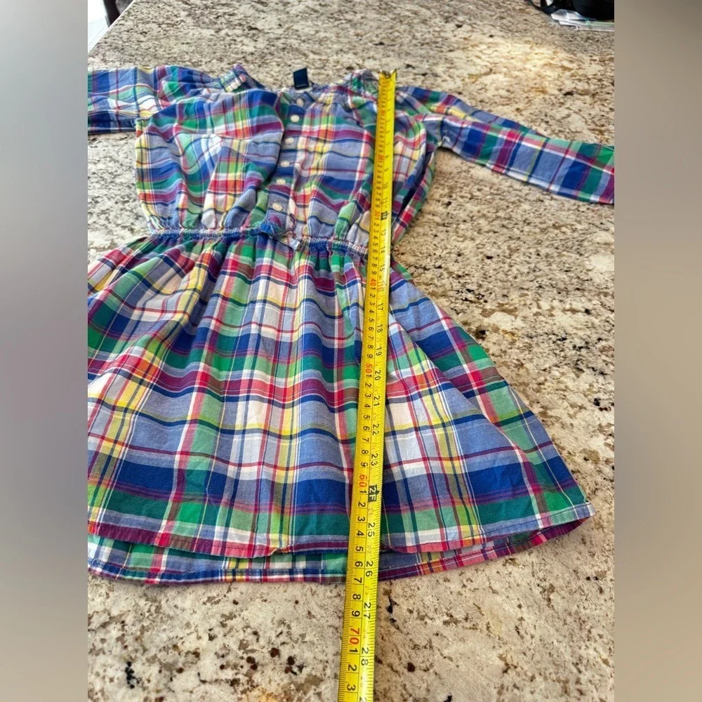 Ralph Lauren Girls Plaid Button-Front Dress in Blue,‎ Green, Red, Yellow
